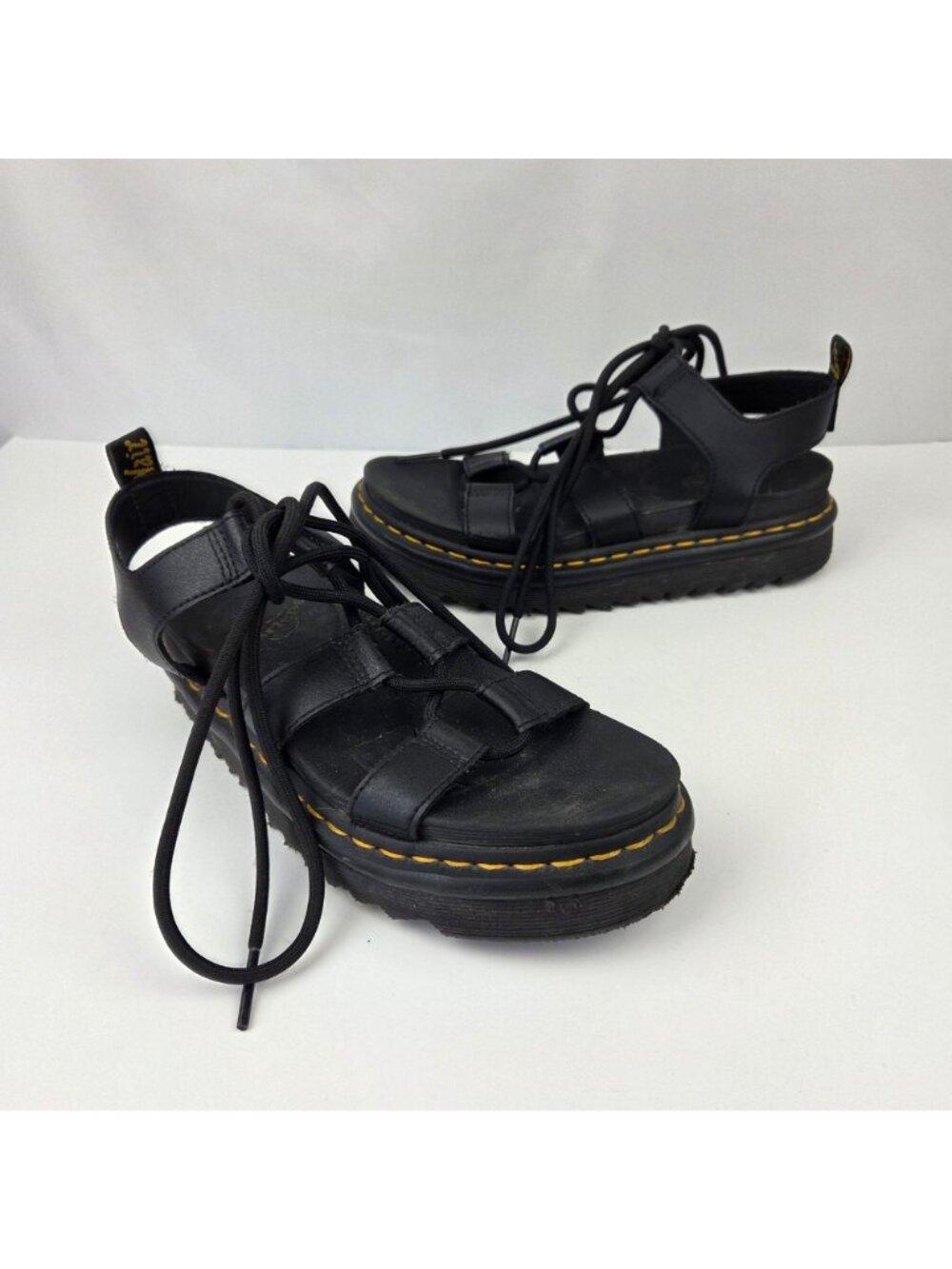 Dr. Martens Nartilla Black Leather Lace Up Gladiator Sandals Size 7.5 - Picture 3 of 11